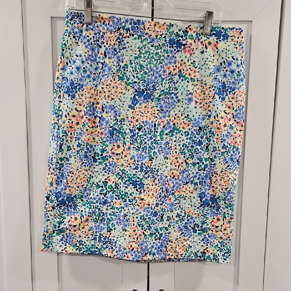 J. Crew Multicolor Floral Pencil Skirt